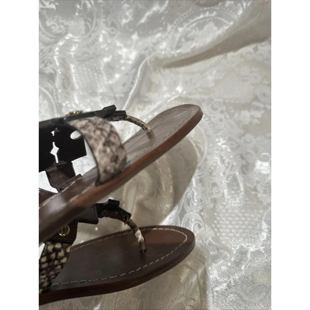 Tory Burch Phoebe Chandler Snake 🐍Print Leather Logo Sandals Women’s 8